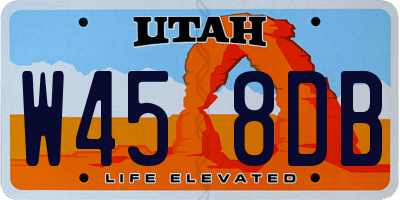 UT license plate W458DB
