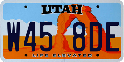 UT license plate W458DE