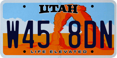 UT license plate W458DN