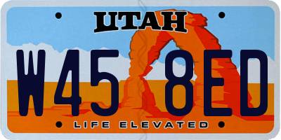 UT license plate W458ED