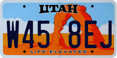 UT license plate W458EJ