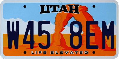 UT license plate W458EM