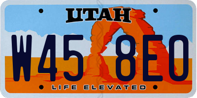 UT license plate W458EO