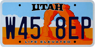 UT license plate W458EP