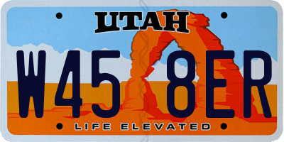 UT license plate W458ER