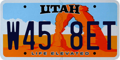 UT license plate W458ET