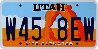 UT license plate W458EW