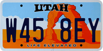 UT license plate W458EY