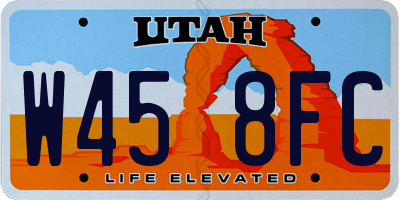 UT license plate W458FC