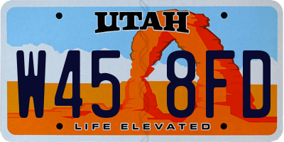 UT license plate W458FD