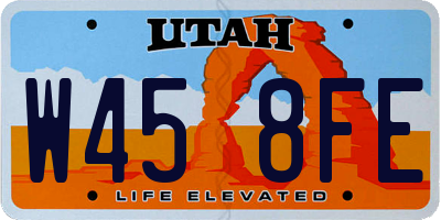 UT license plate W458FE