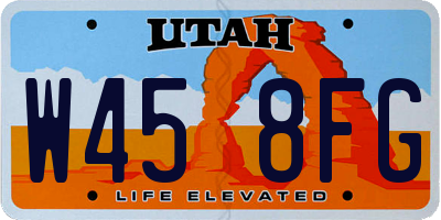 UT license plate W458FG
