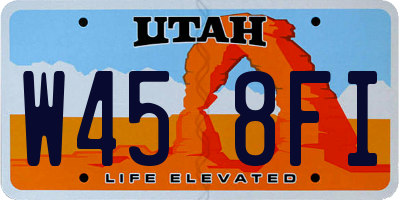 UT license plate W458FI