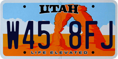 UT license plate W458FJ