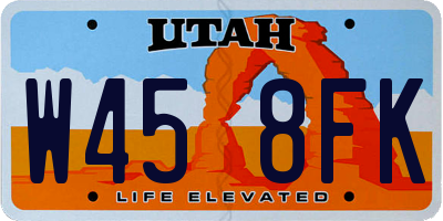 UT license plate W458FK