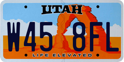 UT license plate W458FL