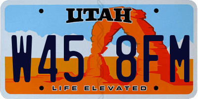 UT license plate W458FM