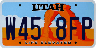 UT license plate W458FP