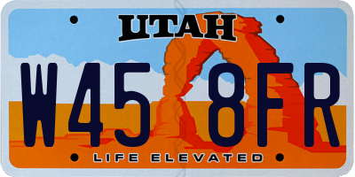 UT license plate W458FR