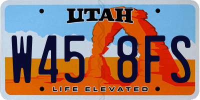 UT license plate W458FS
