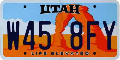 UT license plate W458FY