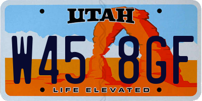 UT license plate W458GF