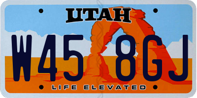 UT license plate W458GJ