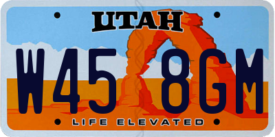 UT license plate W458GM