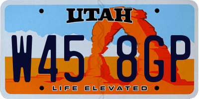 UT license plate W458GP