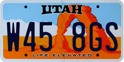 UT license plate W458GS