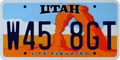 UT license plate W458GT