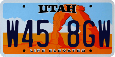 UT license plate W458GW