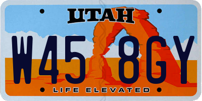 UT license plate W458GY