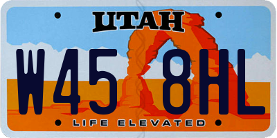 UT license plate W458HL