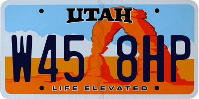 UT license plate W458HP