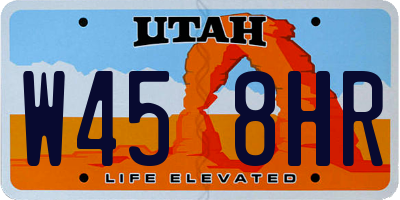 UT license plate W458HR