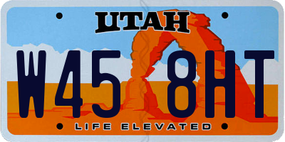 UT license plate W458HT