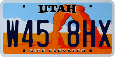 UT license plate W458HX