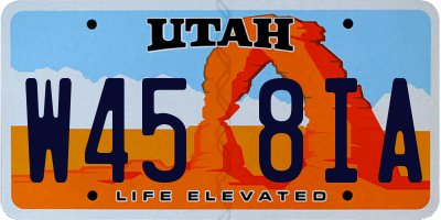 UT license plate W458IA