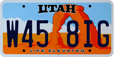 UT license plate W458IG