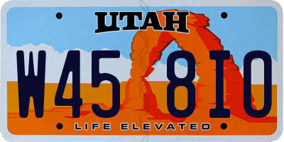 UT license plate W458IO