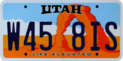 UT license plate W458IS