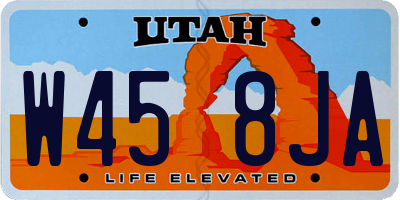 UT license plate W458JA
