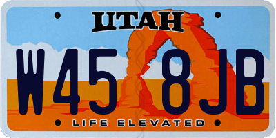 UT license plate W458JB