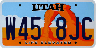 UT license plate W458JC