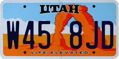 UT license plate W458JD