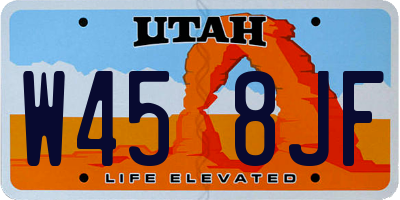 UT license plate W458JF