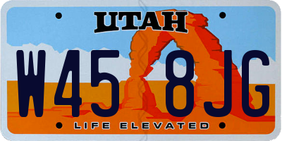 UT license plate W458JG