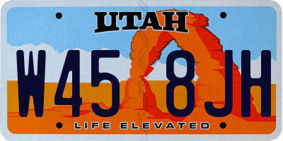 UT license plate W458JH