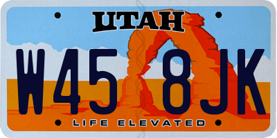 UT license plate W458JK